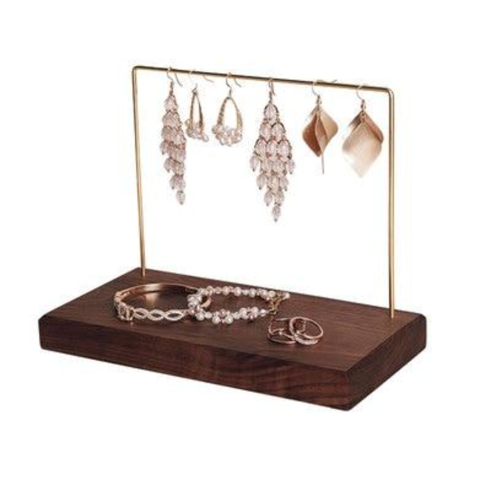 Walnut Jewelry Stand 4pc Set